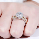 1.00ct Round Cut Moissanite, Vintage Design Engagement Ring, 14Kt 585 White & Yellow Gold