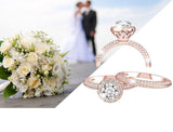 1.80ct Rose Gold Round Cut, Diamond Halo Diamond Ring, Bridal Ring Set, 925 Sterling Silver