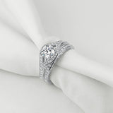 1.60ct Vintage Round Cut Halo Diamond Ring, Bridal Ring Set, 925 Sterling Silver