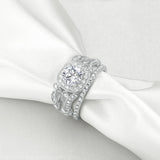 2.20ct Vintage Round Cut Diamond Ring Set x 3 piece, 925 Sterling Silver