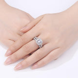 2.50ct Vintage Round Cut Halo Diamond Ring, Bridal Ring Set, 925 Sterling Silver