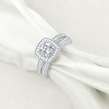 2.50ct Vintage Round Cut Halo Diamond Ring, Bridal Ring Set, 925 Sterling Silver