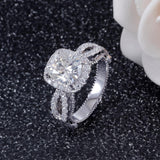 2.00ct Cushion Cut Moissanite Engagement Ring, Twist Band, 14Kt 585 White Gold