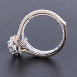 1.00ct Round Cut Moissanite, Vintage Design Engagement Ring, 14Kt 585 White & Yellow Gold