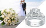 2.25ct Princess Cut, Diamond Halo Diamond Ring, Bridal Ring Set, 925 Sterling Silver