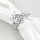 1.20ct Pear Cut Diamond Halo Ring, Bridal Ring Set, 925 Sterling Silver