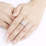 1.25ct Round Cut Double Halo Diamond Ring Set, Bridal Rings, 925 Sterling Silver