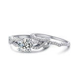 2.00ct Round Cut Diamond Ring Set, Bridal Rings, 925 Sterling Silver