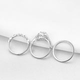 2.20ct Vintage Round Cut Diamond Ring Set x 3 piece, 925 Sterling Silver