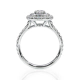 0.50ct Round Cut Moissanite Engagement Ring, Double Halo, 14Kt 585 White Gold