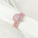 1.60ct Rose Gold Round Cut Diamond Ring Set, 925 Sterling Silver