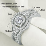 1.40ct Round Cut Diamond Ring Set, Bridal Rings, 925 Sterling Silver
