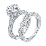 2.60ct Vintage Round Cut Halo Diamond Ring, Bridal Ring Set, 925 Sterling Silver