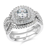 2.10ct Round Cut Diamond Ring Set x 3 piece, 925 Sterling Silver