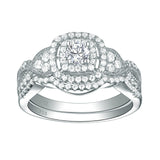 1.40ct Round Cut Diamond Ring Set, Bridal Rings, 925 Sterling Silver