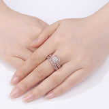 1.60ct Rose Gold Round Cut Diamond Ring Set, 925 Sterling Silver