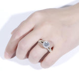 1.00ct Round Cut Moissanite, Vintage Design Engagement Ring, 14Kt 585 White & Yellow Gold