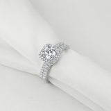 1.60ct Round Cut Double Halo Diamond Ring, Bridal Ring Set, 925 Sterling Silver