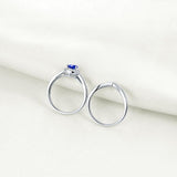 2.00ct Pear Cut Blue Sapphire Ring, Bridal Ring Set, 925 Sterling Silver