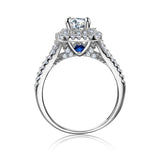 1.80ct Round Cut Halo Diamond Ring, Bridal Ring Set, 925 Sterling Silver