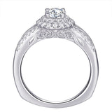 1.25ct Round Cut Double Halo Diamond Ring Set, Bridal Rings, 925 Sterling Silver