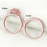 1.60ct Rose Gold Round Cut Diamond Ring Set, 925 Sterling Silver