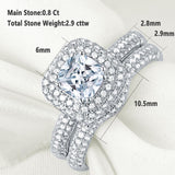 2.50ct Cushion Cut Diamond Halo Ring, Bridal Ring Set, 925 Sterling Silver