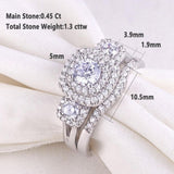 1.30ct Round Cut Halo Diamond Ring, Bridal Ring Set, 925 Sterling Silver