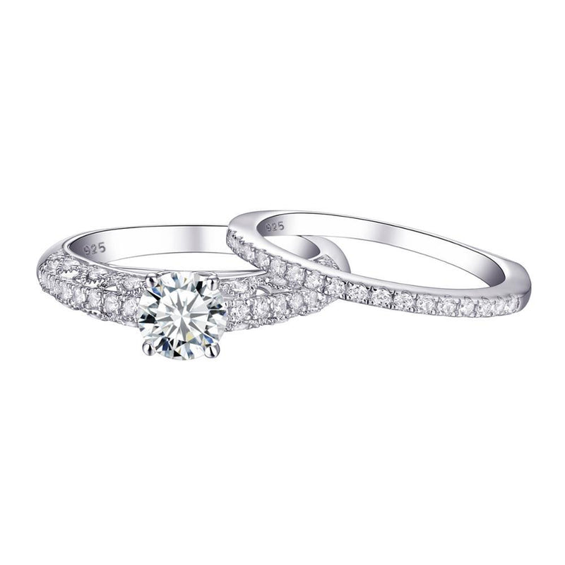 1.65ct Round Cut Diamond Ring, Bridal Ring Set, 925 Sterling Silver