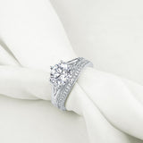2.50ct Vintage Round Cut Diamond Ring Set, 925 Sterling Silver