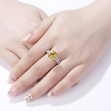 3.10ct Cushion Cut Diamond Ring Set, Bridal Rings, 925 Sterling Silver