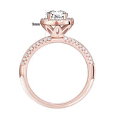 1.80ct Rose Gold Round Cut, Diamond Halo Diamond Ring, Bridal Ring Set, 925 Sterling Silver