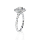 0.50ct Round Cut Moissanite Engagement Ring, Double Halo, 14Kt 585 White Gold