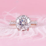 4.00ct Round Cut Moissanite Engagement Ring, Vintage Design, 14Kt 585 White & Yellow Gold