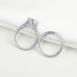 2.50ct Vintage Round Cut Diamond Ring Set, 925 Sterling Silver