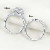 2.50ct Cushion Cut Diamond Halo Ring, Bridal Ring Set, 925 Sterling Silver