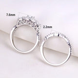 1.30ct Round Cut Halo Diamond Ring, Bridal Ring Set, 925 Sterling Silver
