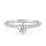 Lab-Diamond, Round Cut Engagement Ring, Compass Setting, Choose Your Stone Size and Metal