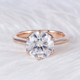 3.00ct Round Cut Moissanite Engagement Ring, Classic Design, Available in 14Kt or 18Kt Rose Gold