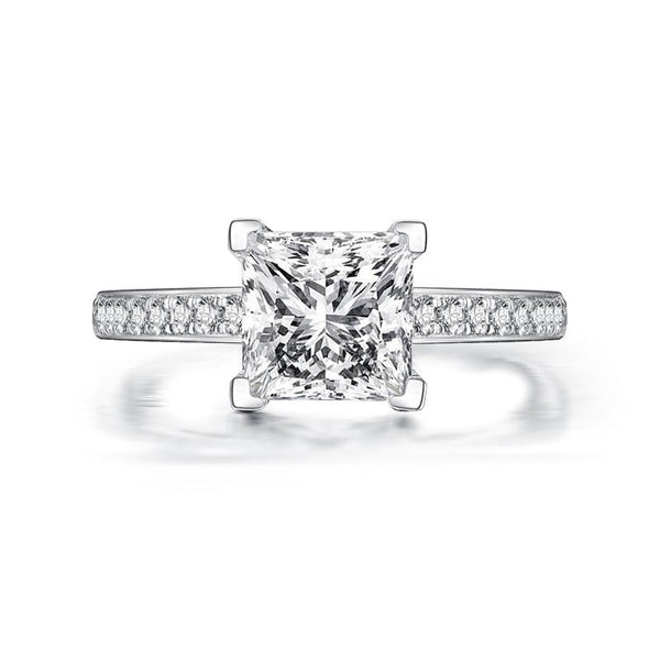 1.60ct Princess Cut, Classic Diamond Engagement Ring, 925 Silver
