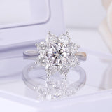 2.60ct Daisy Cluster, Round Cut Moissanites, 1.00ct Centre Stone, 14Kt 585 White Gold