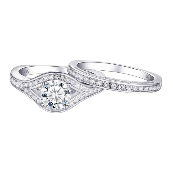 1.60ct Vintage Round Cut Halo Diamond Ring, Bridal Ring Set, 925 Sterling Silver