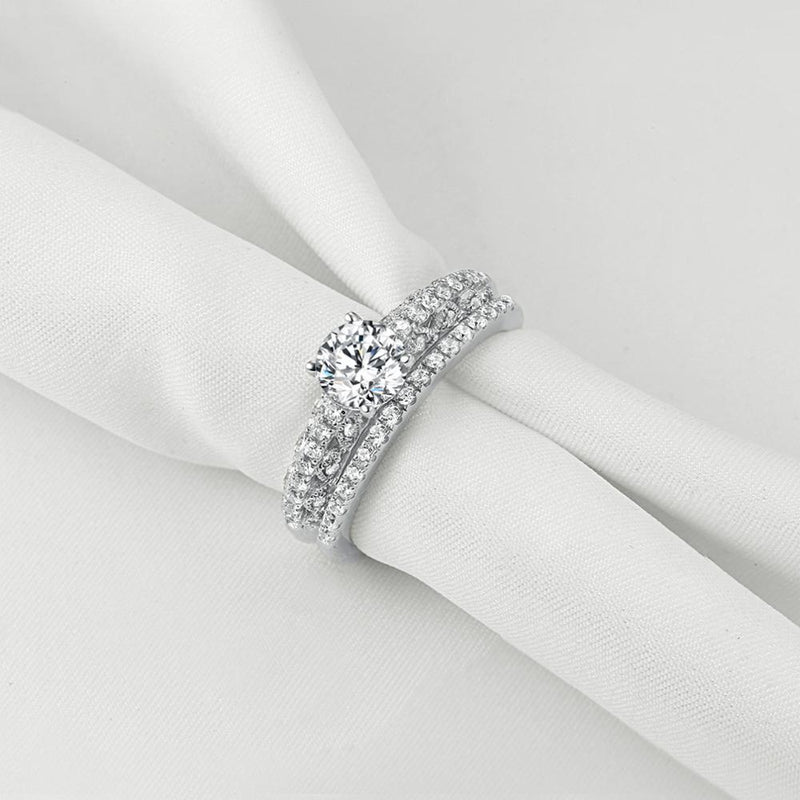 1.65ct Round Cut Diamond Ring, Bridal Ring Set, 925 Sterling Silver