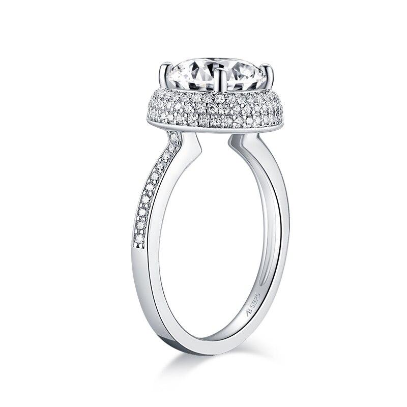 2.65ct Round Cut Diamond Engagement Ring, Double Halo, 925 Silver