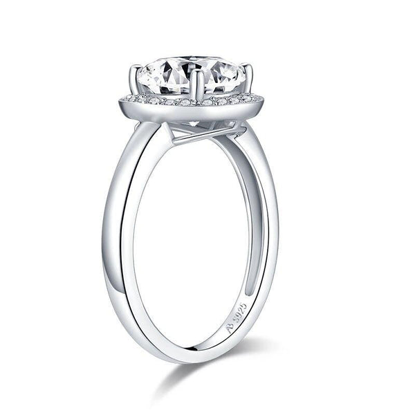 2.65ct Round Cut Diamond Halo Engagement Ring, 925 Silver