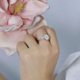0.60ct Oval Cut Moissanite, Classic Halo Engagement Ring, Available in White Gold or Platinum with Rose Gold Detailing
