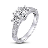 1.50ct Radiant Cut, Vintage 3 Stone Engagement Ring, 925 Silver