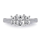 1.50ct Radiant Cut, Vintage 3 Stone Engagement Ring, 925 Silver