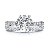 2.65ct Round Cut Diamond Ring, Vintage Design Bridal Ring Set, 925 Sterling Silver