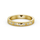 Half Eternity Ring, Round Cut, Milgrain Edge